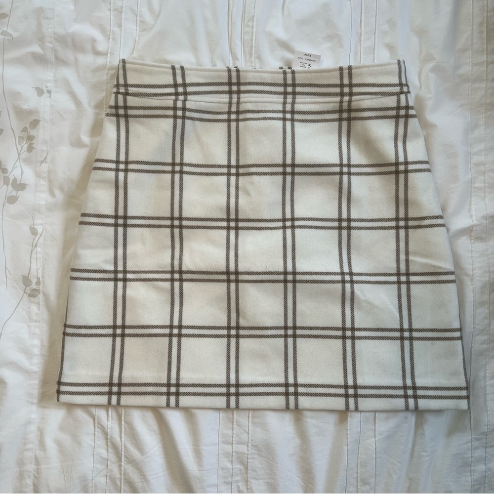 Cream Plaid J Crew Skirt